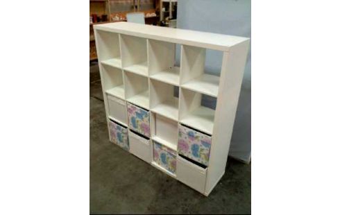 KALLAX-REGAL WEIß 16-EBENEN STOFFKISTEN