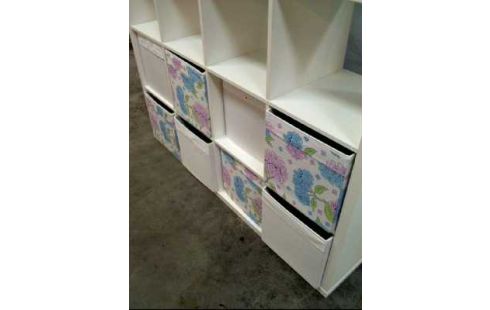 KALLAX-REGAL WEIß 16-EBENEN STOFFKISTEN