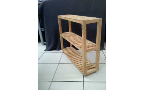 REGAL HOLZ 3-EBENEN AUF ROLLEN SCHMAL