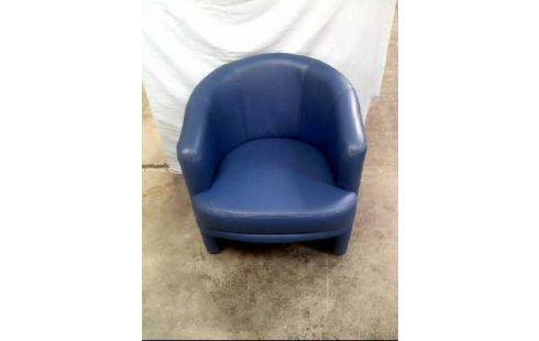 SESSEL LEDEROPTIK BLAU MIT ARMLEHNE