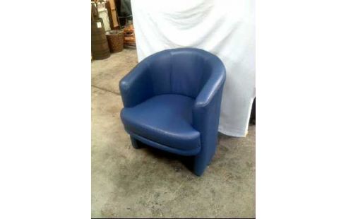 SESSEL LEDEROPTIK BLAU MIT ARMLEHNE