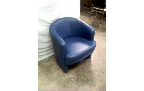 SESSEL LEDEROPTIK BLAU MIT ARMLEHNE