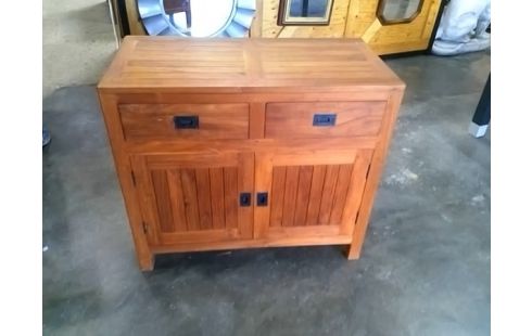 MEUBLE D'APPOINT BOIS 2 PORTES / 2 TIROIRS