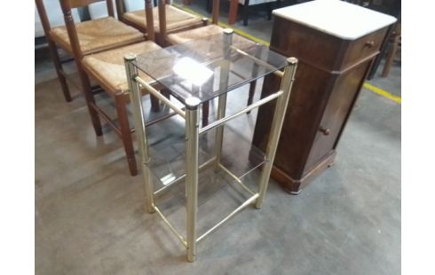 DESSERTE VERRE MÉTAL DORE