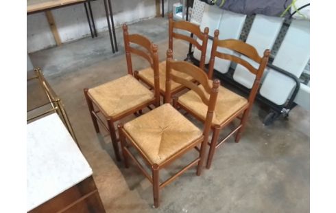 4 CHAISES BOIS PAILLEES