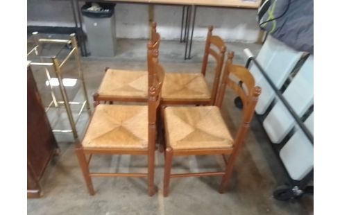 4 CHAISES BOIS PAILLEES