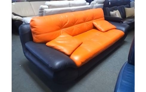 CANAPE 3P ORANGE ET NOIR
