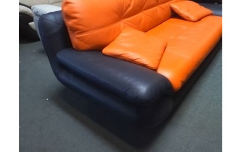 CANAPE 3P ORANGE ET NOIR