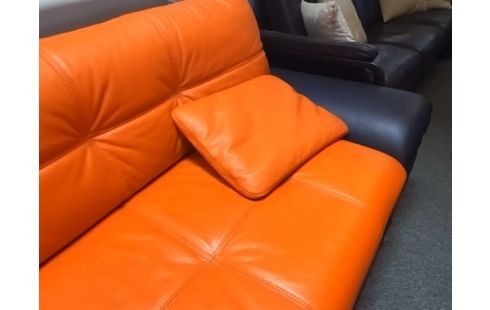 CANAPE 3P ORANGE ET NOIR