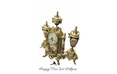 KAMINAUFSATZ, , UHR, , KANDELABER KUPFER