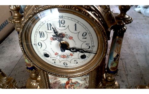 KAMINAUFSATZ, , UHR, , KANDELABER KUPFER