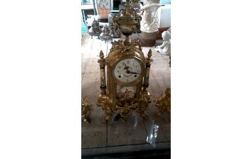 KAMINAUFSATZ, , UHR, , KANDELABER KUPFER