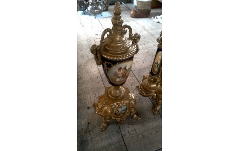 KAMINAUFSATZ, , UHR, , KANDELABER KUPFER