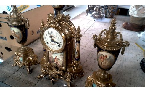 KAMINAUFSATZ, , UHR, , KANDELABER KUPFER