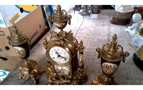 KAMINAUFSATZ, , UHR, , KANDELABER KUPFER