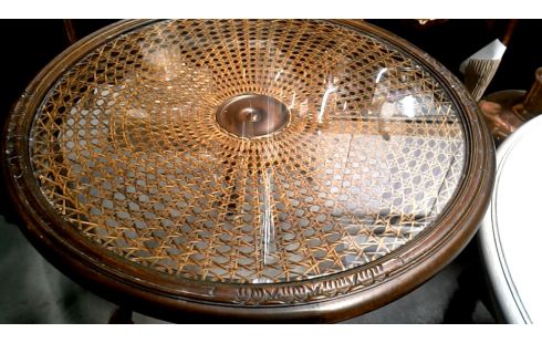 SALONTAFEL ROND CANNAGE GLAS QUEEN ANNE