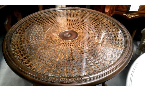 SALONTAFEL ROND CANNAGE GLAS QUEEN ANNE