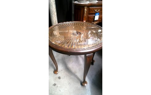 SALONTAFEL ROND CANNAGE GLAS QUEEN ANNE