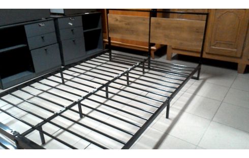 CAMA 140X200 NEGRO METAL, , MADERA LOOK