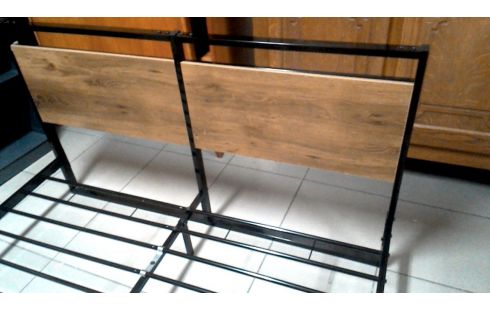 CAMA 140X200 NEGRO METAL, , MADERA LOOK