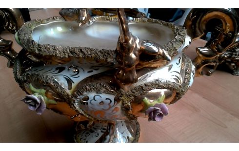 CALICE ITALIEN PORCELAINE DORE