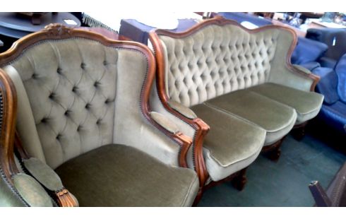 SALÓN ESTILO LUIS XV VERDE TERCIOPELO