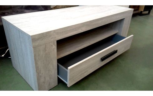 MEUBLE TELE 1 TIROIR CERUSE, , BOIS LOOK