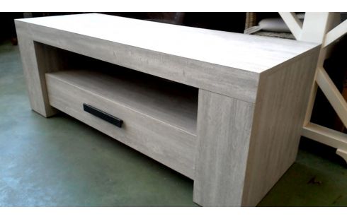 MEUBLE TELE 1 TIROIR CERUSE, , BOIS LOOK