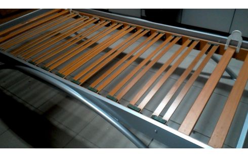 BETT 90X200 GRAU METALL MET, , MATRATZE