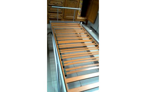 BETT 90X200 GRAU METALL MET, , MATRATZE