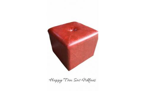 POEF VIERKANT BORDEAUX SIMILI