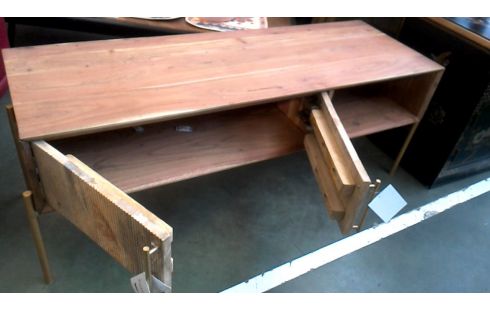 MUEBLE TELE 2 PUERTAS TECA HIERRO