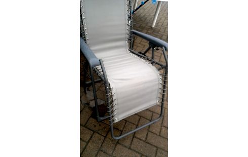 CHAISE DE JARDIN CLAIR GRIS METAL NYLON PLIANT