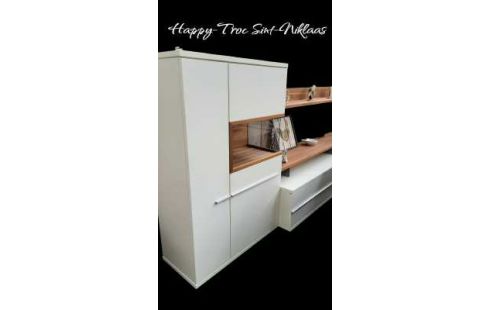 TV-/HIFI-MÖBEL WEISS LACKIERT 2 TÜREN / 2 SCHUBLADEN NUSSBAUM