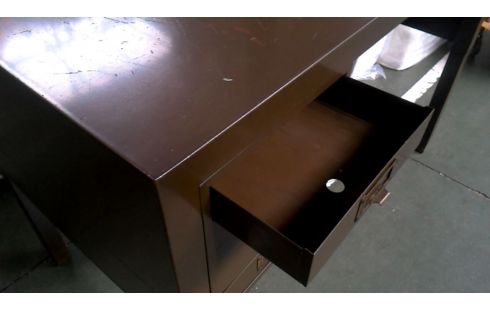 SCHREIBTISCH IM VINTAGE-STIL KHAKIFARBEN METALL 5 SCHUBLADEN