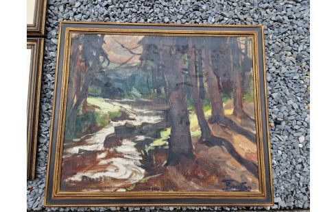 HUILE SUR TOILE GEORGES BOUILLON ÉCOLE LIÉGEOISE ENCADRÉ ET SIGNÉ