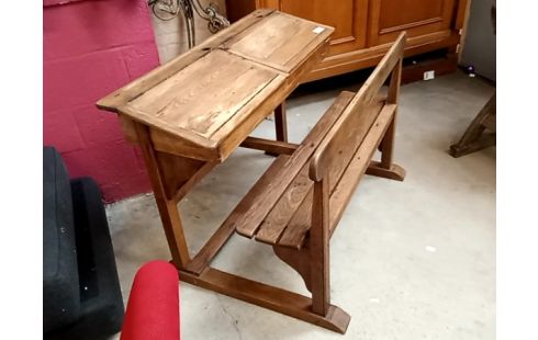 PUPITRE D'ECOLE 2 places en bois, joli
