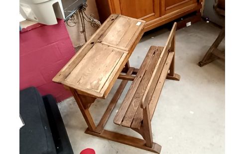 PUPITRE D'ECOLE 2 places en bois, joli