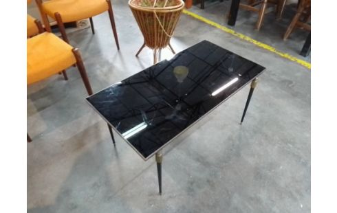 TABLE BASSE PLATEAU VERRE NOIR