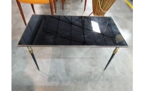 TABLE BASSE PLATEAU VERRE NOIR