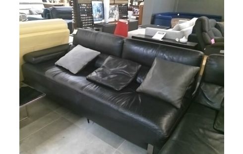 CANAPE AVEC MERDIENNE EN CUIR NOIR