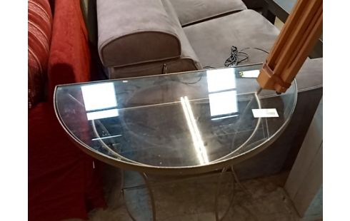 CONSOLE DEMI LUNE VERRE METAL