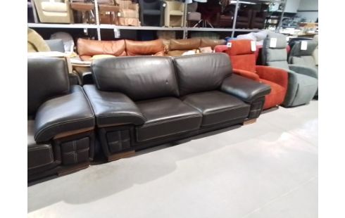 CANAPE CUIR MARRON 3P