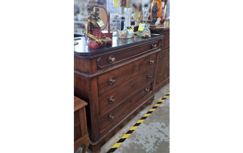 COMMODE 4 TIROIRS PLATEAU MARBRE NOIR