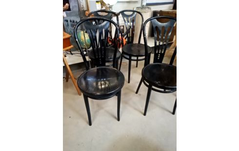 LOT DE 4 CHAISES BOIS COURBÉ NOIRES