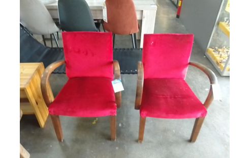 FAUTEUIL BOIS TISSU ROUGE L'UNITE