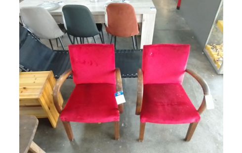 FAUTEUIL BOIS TISSU ROUGE L'UNITE
