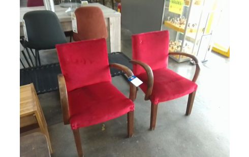 FAUTEUIL BOIS TISSU ROUGE L'UNITE