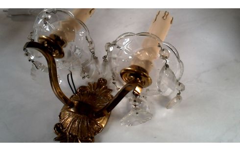 MUURLAMP DUBBEL MESSING PARELS