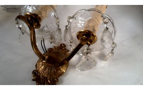 MUURLAMP DUBBEL MESSING PARELS